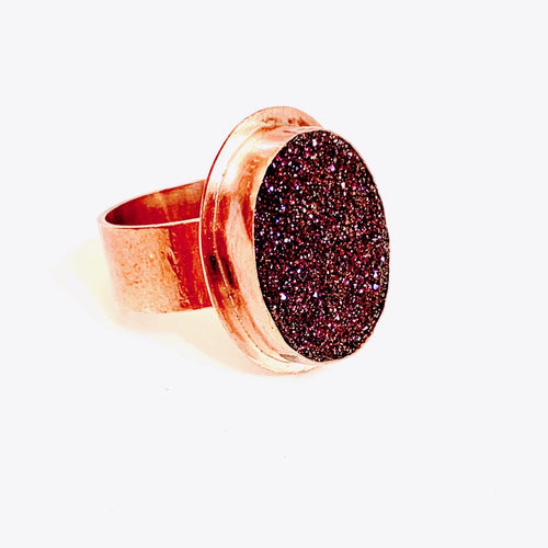 Cranberry Druzy Ring