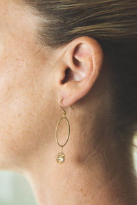 Lemon Quartz Gold Oval Earrings